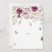 Carte faire part floral aquarelle burgundy de mariage (Dos)