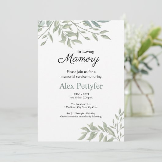 Carte Faire-part funéraire (Debout devant)