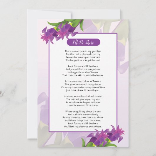 Carte Faire-part funéraire (Dos)