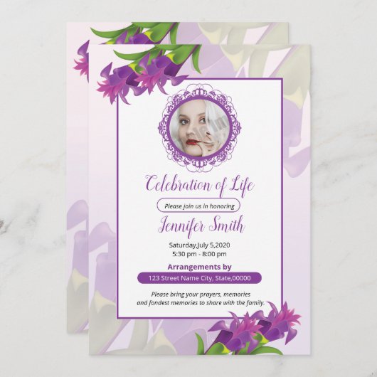 Carte Faire-part funéraire (Devant / Derrière)