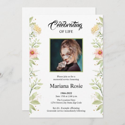 Carte Faire-part funéraire (Devant / Derrière)