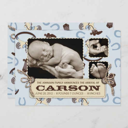 Carte Faire-part garçon Cheval-Roche 2 (Devant / Derrière)