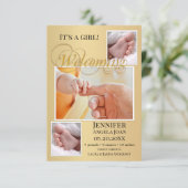 Carte Faire-part Gold Baby Birth Photos (Debout devant)