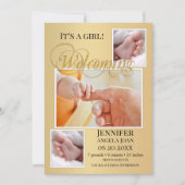 Carte Faire-part Gold Baby Birth Photos (Devant)