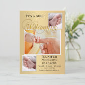 Carte Faire-part Gold Baby Birth Photos (Debout devant)