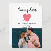 Carte Faire-part photo de grossesse en coeur aquar (Devant / Derrière)