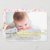 Carte Faire-part photo de naissance de bébé manusc (Devant / Derrière)