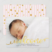 Carte Faire-part photo de naissance de bébé manusc (Devant / Derrière)