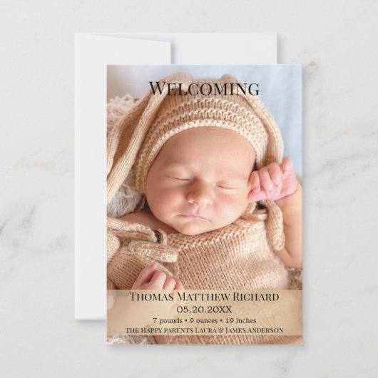 Carte Faire-part photo de naissance pour bébé en o (Devant)