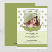 Carte Faire-part photo pour bébé petit pois doux (Devant / Derrière)