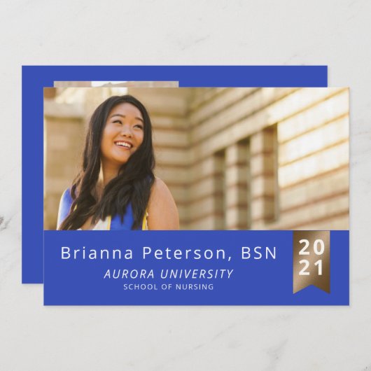 Carte Faire-part plat Faux Foil (Devant / Derrière)