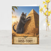 Carte Faire un peu d'hisstoire (Chat Gris) (Fleur jaune)