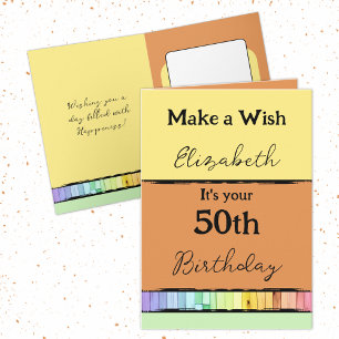 Carte Faire un voeu ajouter le nom orange 50e anniversai