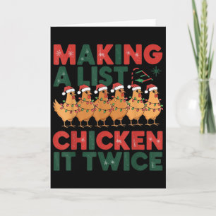 Carte Faire une liste de poulet deux fois Noël Xmas Chic