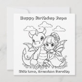 Carte Fairy and Dragon Ethereal Girl's Color Me Birthday (Dos)