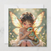 Carte Fairy and Dragon Ethereal Girl's Color Me Birthday (Devant)