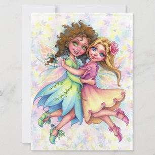 Carte Fairy Besties Cute Girl Friends Imaginaire Art Car