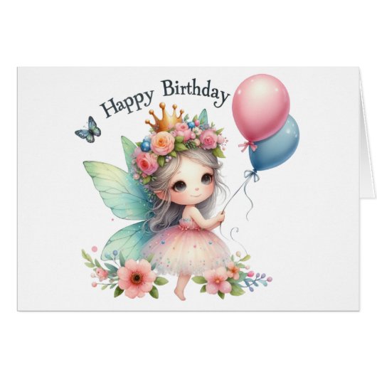 Carte Fairy Birday Card (Devant Horizontal)