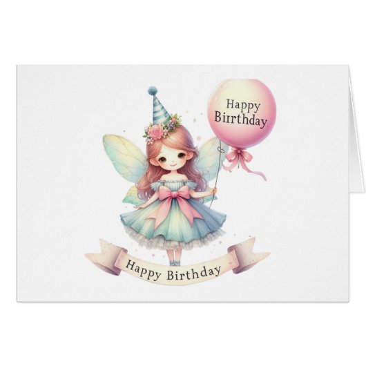 Carte Fairy Birday Card (Devant Horizontal)