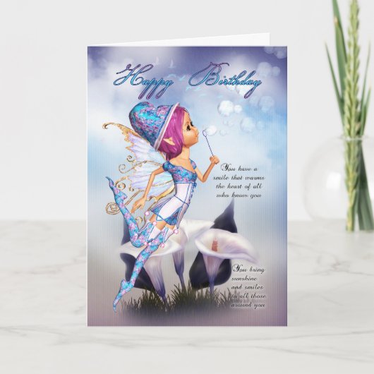 Carte Fairy Birthday Card - Fairy Blowbbles Birthard (Devant)