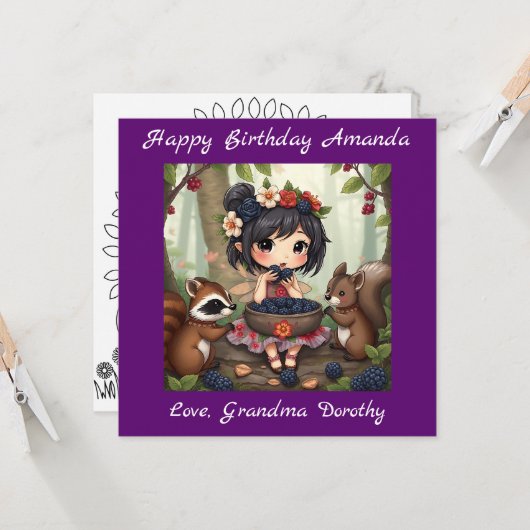 Carte Fairy de Chibi | Page Coloriage (Devant/Arrière en situation)