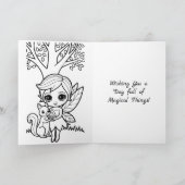 Carte Fairy de Chibi | Page Coloriage (Intérieur)