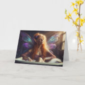 Carte Fairy Elder Woman prend un bain dans un bain pourp (Fleur jaune)