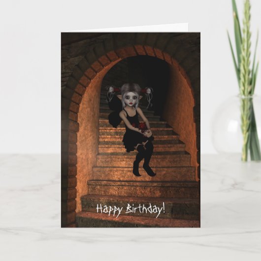 Carte Fairy Elf DarkWolf Raven The Stairs Joyeux Anniver (Devant)