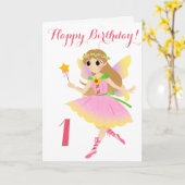 Carte Fairy First Birday (Fleur jaune)