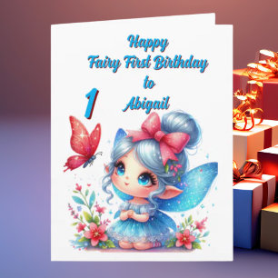 Carte Fairy First Photo Girly Salutation Anniversaire de