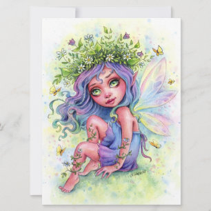 Carte Fairy Flower Crown Cute Girl Imaginaire Art Card