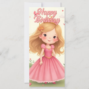 Carte Fairy Princess Anniversaire dans un rêve rose