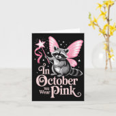 Carte Fairy Raccoon En Octobre Nous Portons Pink Breast (Fleur jaune)