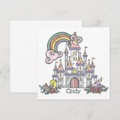 Carte Fairytale Castle Princess Nom personnalisé (Devant / Derrière)