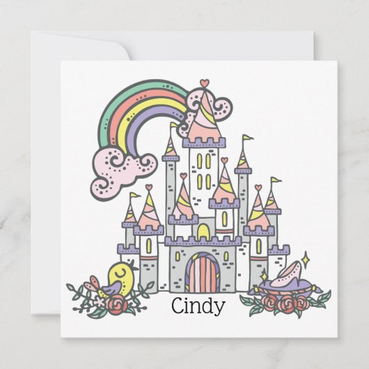 Carte Fairytale Castle Princess Nom personnalisé (Devant)