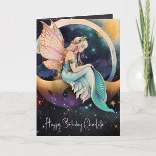Carte Fairytale Green et Gold Watercolor Fairy Card