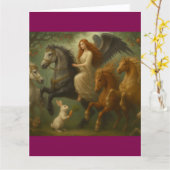 Carte Fairytale Horses and Angel Folded Greeting Card (Fleur jaune)