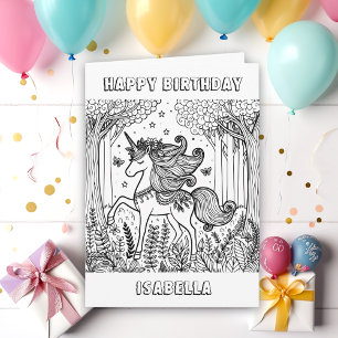 Carte Fairytale Unicorn Coloring Anniversaire