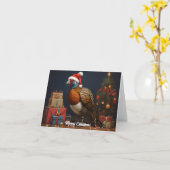 Carte faisan avec arbre de noël et cadeaux (Fleur jaune)