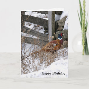 Carte Faisan d'anniversaire dans la neige