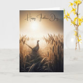 Carte faisan de fête des pères dans le champ de blé (Fleur jaune)