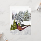 Carte Faisan de Noël South Dakota Flat (Devant/Arrière en situation)