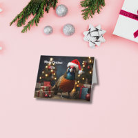 Faisan portant un chapeau de père Noël