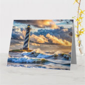 Carte Faisceau du phare spectaculaire avec des vagues or (Fleur jaune)