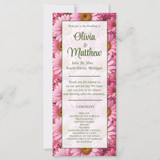 Carte Faisceaux rose rose printanière rose pâle margueri (Devant)