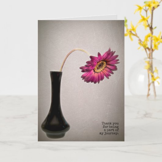 Carte Faisée rose gerbera merci (Fleur jaune)