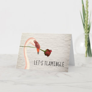 Carte Faisons Flamingle Flamant Rose Saint-Valentin