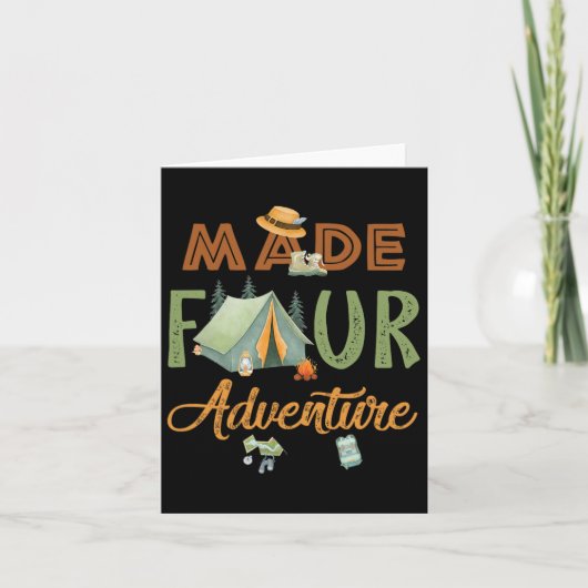 Carte Fait quatre aventure 4e anniversaire camping thème (Devant)