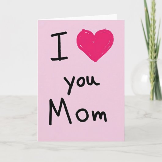 Carte faite main « Je t'aime maman » (Devant)