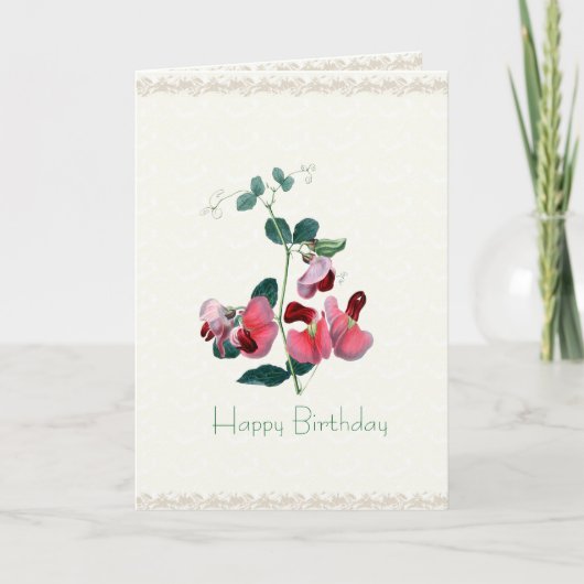 Carte faite sur commande de pois doux de rose (Devant)